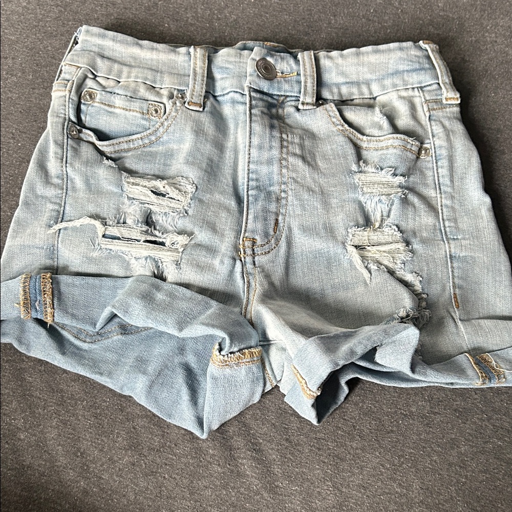Aeropostale Ripped Light Blue Jean Shorts